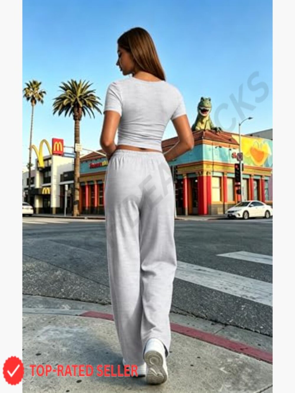 2 Piece Square Neck Casual Suit Wide Leg Pants Side Ruching Crop Top Sweatsuit - Picture 4 of 6